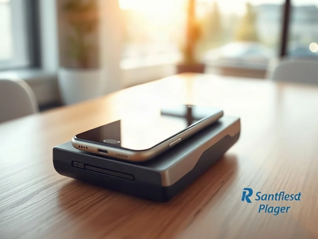 Smartfon zbliżony do terminala płatniczego, ilustrujący proces płatności zbliżeniowej NFC.