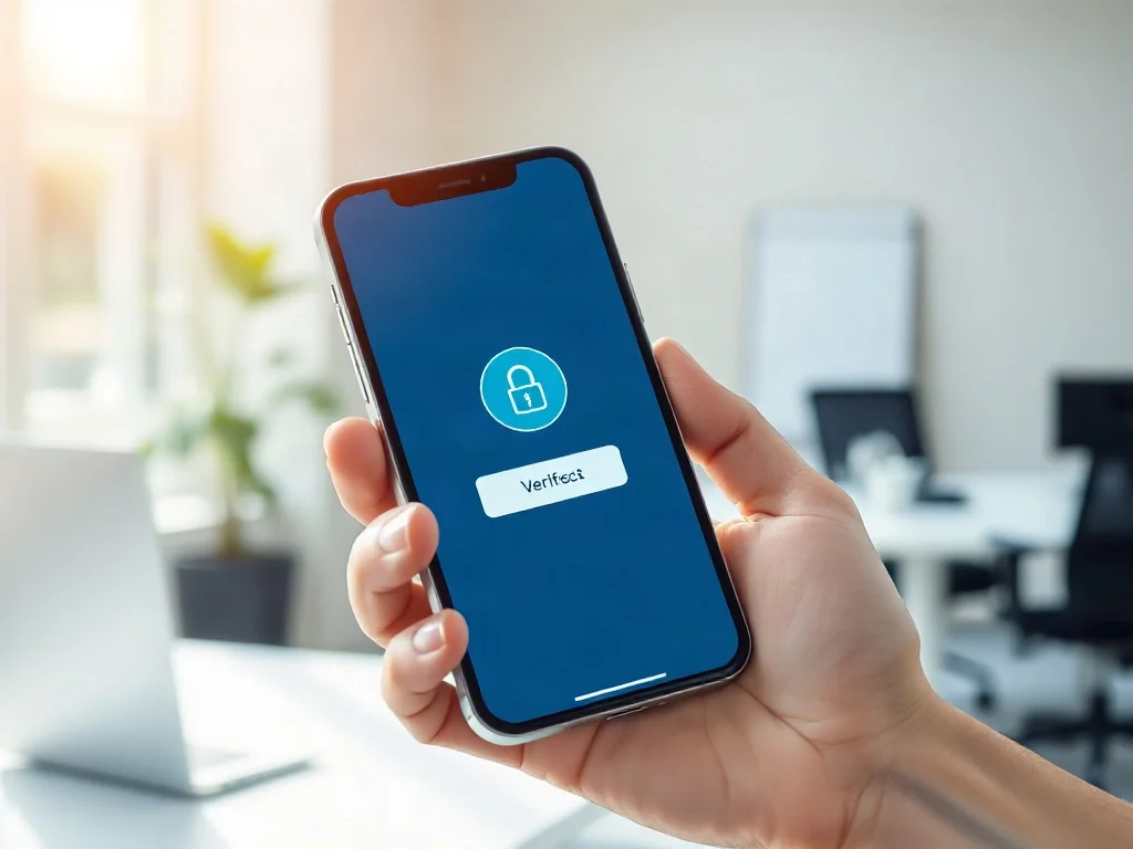 Dłoń trzymająca smartfon z interfejsem cyfrowej weryfikacji tożsamości w aplikacji mObywatel.
